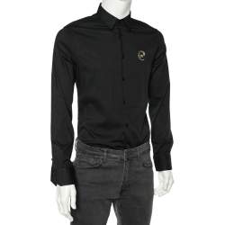 Class by Roberto Cavalli Black Cotton Blend Button Front Shirt M