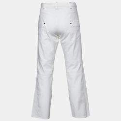 Pre Owned Class by Roberto Cavalli White Cotton Straight Leg Trousers L