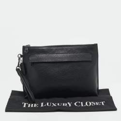 Coach Black Leather Wristlet Zip Pouch