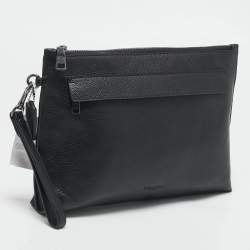 Coach Black Leather Wristlet Zip Pouch