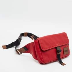 Pre Owned Coach Pacer Red/Brwon Leather Belt Bag