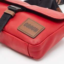 Pre Owned Coach Pacer Red/Brwon Leather Belt Bag