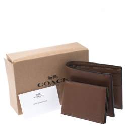 Coach Brown Leather ID Compact Bifold Wallet