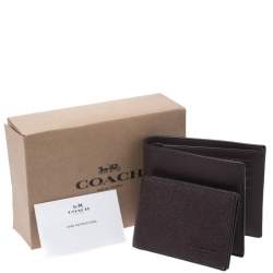 Coach Maroon Leather Compact Bifold Wallet