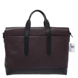 Coach Burgundy/Black Leather Hamilton Portfolio Briefcase              