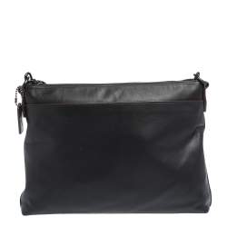 Coach Black Logo Patch Leather Rivington Messenger Bag