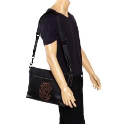 Coach Black Logo Patch Leather Rivington Messenger Bag