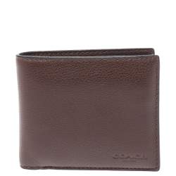 Coach Dark Brown Leather ID Compact Wallet