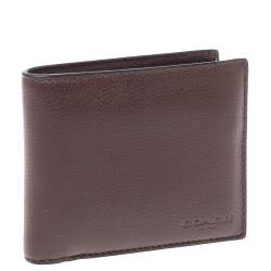 Coach Dark Brown Leather ID Compact Wallet