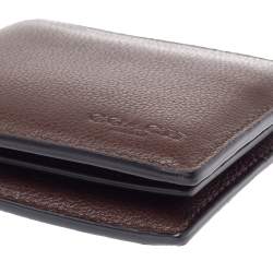 Coach Dark Brown Leather ID Compact Wallet