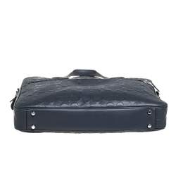 Coach Dark Blue Coated Canvas Hudson Slim Laptop Bag