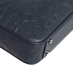 Coach Dark Blue Coated Canvas Hudson Slim Laptop Bag