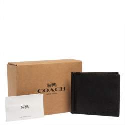 Coach Black Leather Money Clip Bifold Wallet