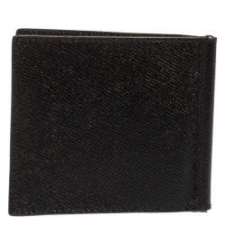 Coach Black Leather Money Clip Bifold Wallet