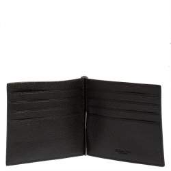Coach Black Leather Money Clip Bifold Wallet