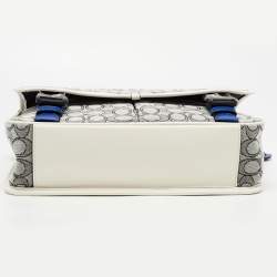 Pre Owned Coach Grey/White Siganture Jacquard Canvas League Messenger Bag
