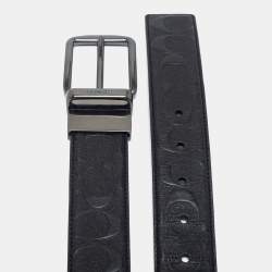 Coach Black Signature Leather Reversible Buckle  Belt