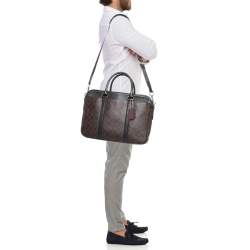 Coach Choco Brown Signature Coated Canvas Metropolitan Briefcase/Laptop Bag