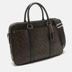 Coach Choco Brown Signature Coated Canvas Metropolitan Briefcase/Laptop Bag