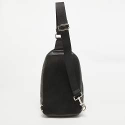 Coach Black Leather and Mesh Charles Sling Backpack