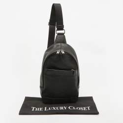 Coach Black Leather and Mesh Charles Sling Backpack