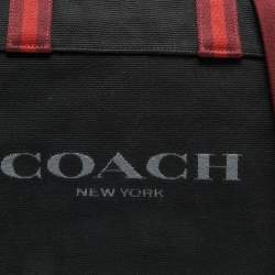 Coach Black/Burgundy Canvas Logo Tote