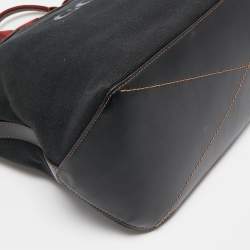 Coach Black/Burgundy Canvas Logo Tote
