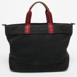 Coach Black/Burgundy Canvas Logo Tote