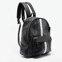 Coach Black Coated Canvas and Leather New Varsity Charles Backpack