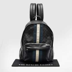 Coach Black Coated Canvas and Leather New Varsity Charles Backpack
