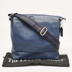 Coach Navy Blue Leather Charles Messenger Bag