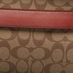 Coach Beige Signature Coated Canvas and Leather Carryall Pouch 