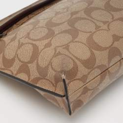 Coach Beige Signature Coated Canvas and Leather Carryall Pouch 
