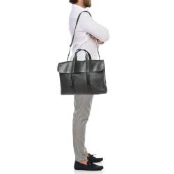 Coach Black Signature Coated Canvas and Leather Metropolitan Portfolio Briefcases Bag