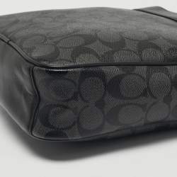 Pre Owned Coach Black Signature Coated Canvas and Leather Flight Messenger Bag