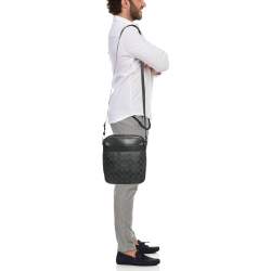 Pre Owned Coach Black Signature Coated Canvas and Leather Flight Messenger Bag