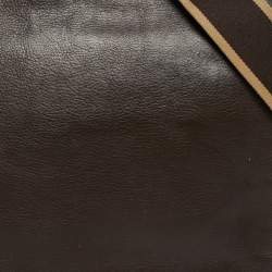 مملوكة مسبقًا حقيبة ماسنجر كوتش هيريتاج ويب جلد بني غامق