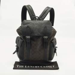 مملوكة مسبقًا Coach Hudson Black/Brown Signature Coated Canvas and Leather Backpack