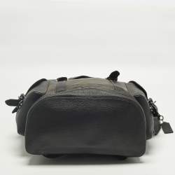 مملوكة مسبقًا Coach Hudson Black/Brown Signature Coated Canvas and Leather Backpack