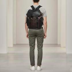 مملوكة مسبقًا Coach Hudson Black/Brown Signature Coated Canvas and Leather Backpack