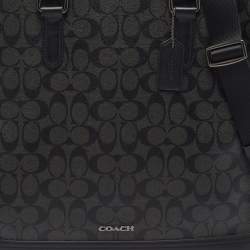 Pre Owned Coach Graham Black Signature Coated Canvas and Leather Tote