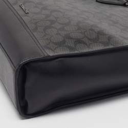 Pre Owned Coach Graham Black Signature Coated Canvas and Leather Tote