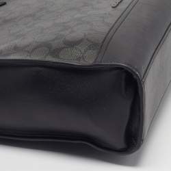 Pre Owned Coach Graham Black Signature Coated Canvas and Leather Tote