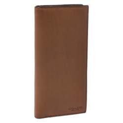 Pre Owned Coach Brown Leather Boxed Breast Pocket Wallet