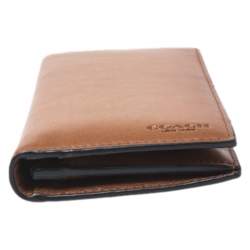 Pre Owned Coach Brown Leather Boxed Breast Pocket Wallet