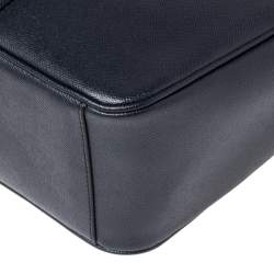 Coach Navy Blue Grained Leather Double Zip Briefcase Bag