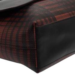 Coach Black/Red Plaid Print Coated Canvas and Leather Charles Messenger Bag