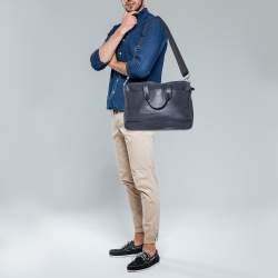 Coach Dark Blue Pebbled Leather Hamilton Laptop Bag