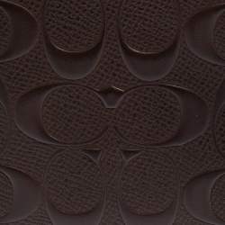 Coach Dark Brown Signature Leather ID Compact Bifold Wallet
