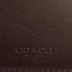 Coach Dark Brown Signature Leather ID Compact Bifold Wallet